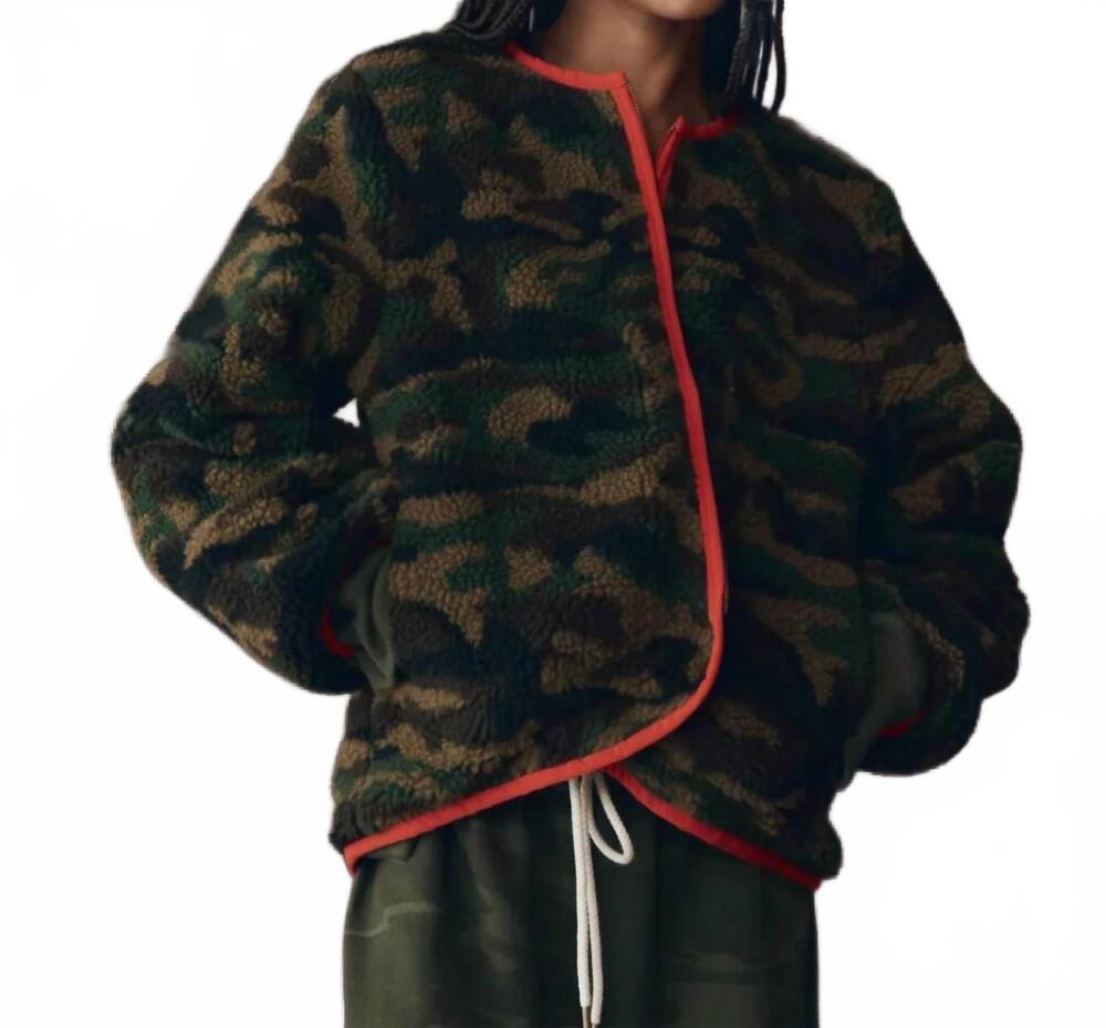 NEW THE GREAT. reversible plush bomber jacket in camo